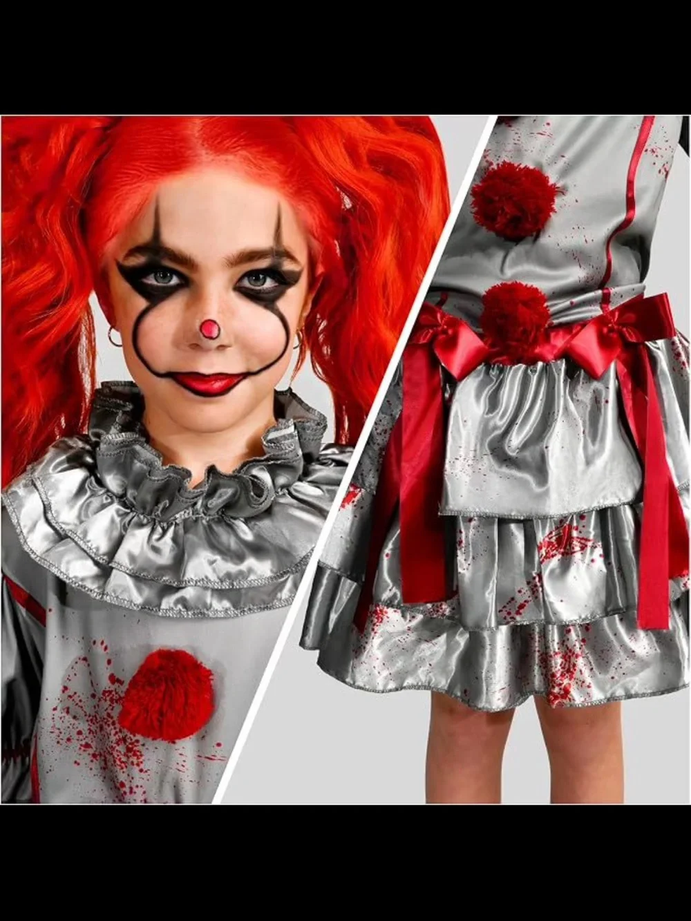 Girls Horror Clown Costume - Creepy Carnival Dress